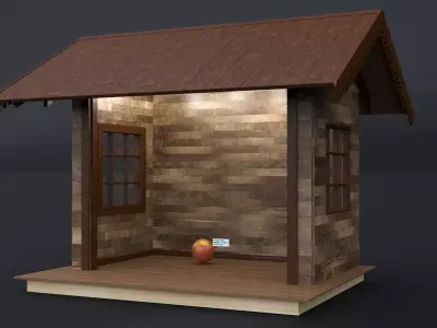 EUROPEAN COMMERCIAL WOODEN BUILDING STALL 2024-001 3D model