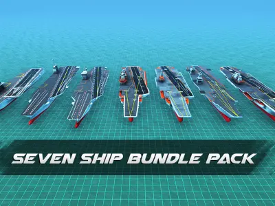 Aircraft Carrier Set Low-poly 3D model