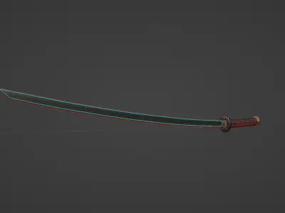 Free Low Poly Katana Game Ready PBR Sword Free low-poly 3D model