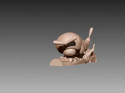 Caterpie on log Pokemon OBJ STL 3D print model