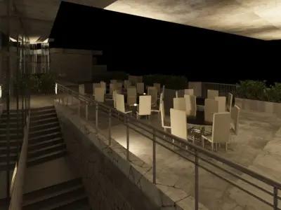 Revit renovated mixed use building as restaurant 2016 3D model