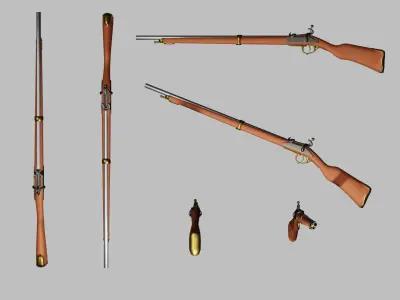 Napoleonic era french rifle - firearm Free low-poly 3D model