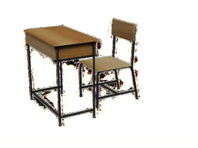 Chair and Table School Free low-poly 3D model