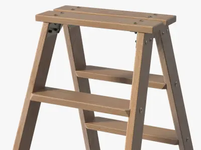 Wooden Step Ladder Open 3D model