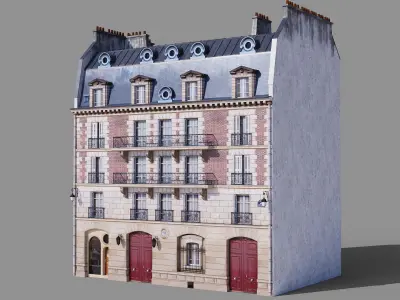 Paris facades Low-poly 3D model