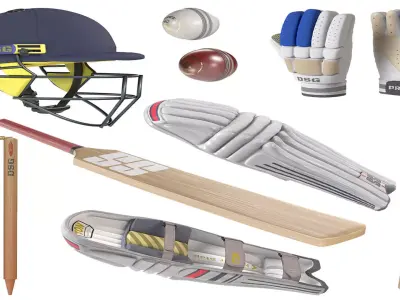 Cricket Sports collection  Low-poly 3D model