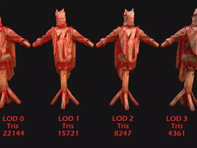 Medieval Wooden Fighting Dummy Mannequin Castle  Environment Low-poly 3D model