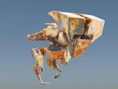 Futuristic Raptoid Dinosaur Rigged Animated Low-poly 3D model