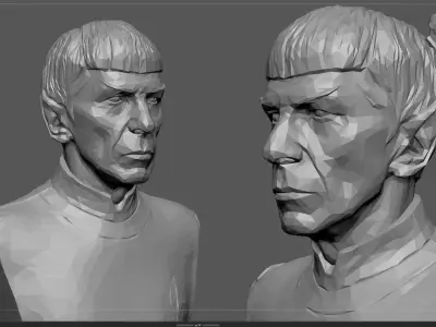 Mr Spock Bust  Polygonal 3D print model