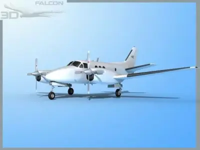 Falcon3D E90 King Air Bare Metal 3D model