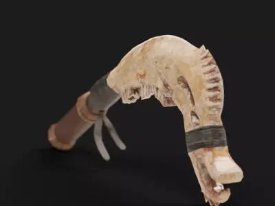 Ancient Fantasy Jawbone Club Low-poly 3D model