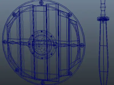 Medieval shield and sword 3D model