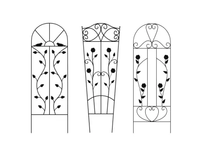 Set of 3 Garden Trellis Metal  Low-poly 3D model