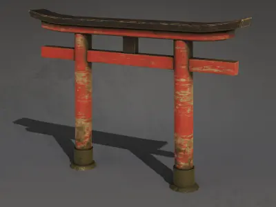 Torii Gates - 4 Japanese Shrine Gates - 4 GameReady Versions Low-poly 3D model