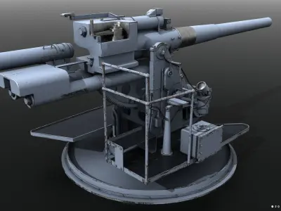 QF 120mm Mk VIII naval gun Low-poly 3D model
