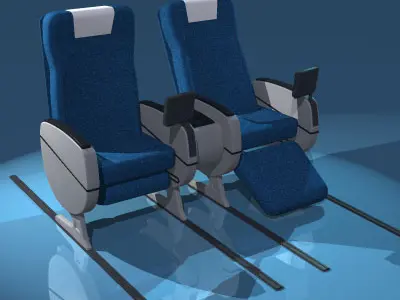 Plane train seats business class 3D model