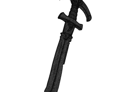 Ornate Fantasy Dagger with Emerald Gem 3D model