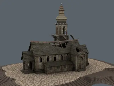 old Church Low-poly 3D model Low-poly 3D model