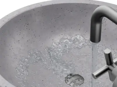 Gray architectural concrete Bowl sink 3D model
