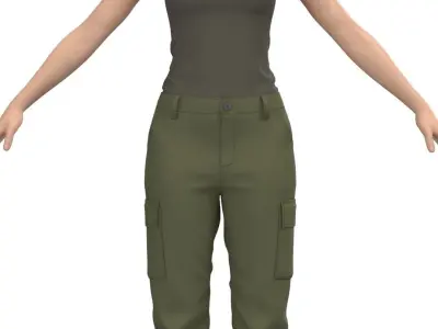 Womens Tactical Cargo Pants and Shirt 3D model