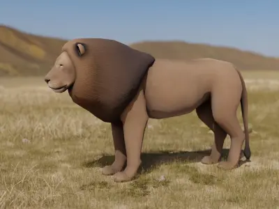 Lion Lioness Low-poly 3D model