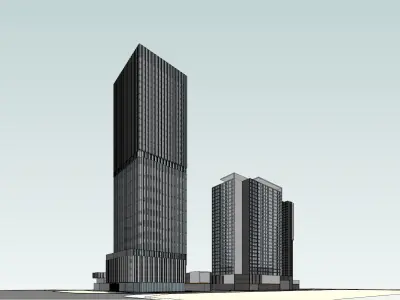 SU model of modern high-rise office and apartment building 3D model