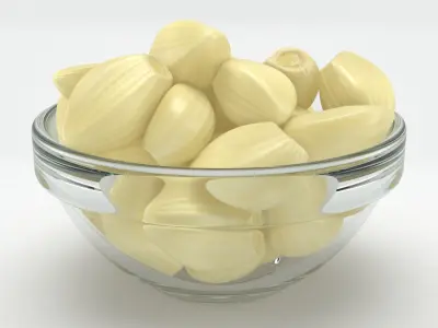 Peeled Garlic Clove in a Glass Bowl 3D model