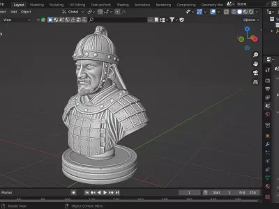 Medieval Mongolian Soldier Pawn Chess Piece 3D print model