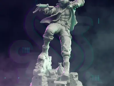 Cyberpunk Gang Lieutenant Miniature  Clarence Blink Jones 3D print model