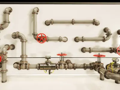 PBR Moodular Pipeline Set - UE Project 4 22 Low-poly 3D model