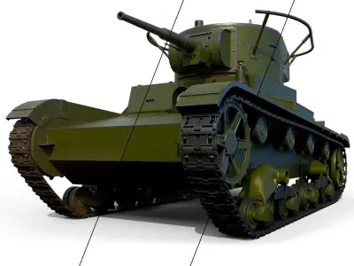 Low Poly Soviet Light Tank T-26RT Low-poly 3D model