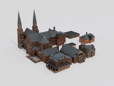 Ste Anne de Detroit historic church 3D model