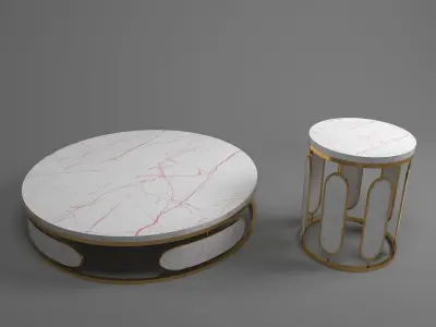 table 3d model gold and marble side Free low-poly 3D model