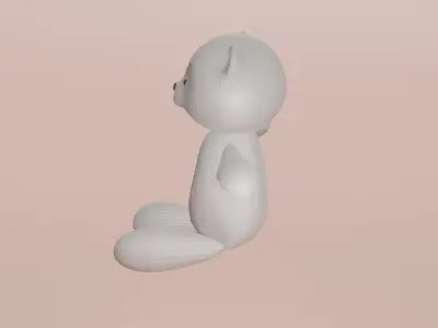 White Taddy bear toy Low-poly 3D model