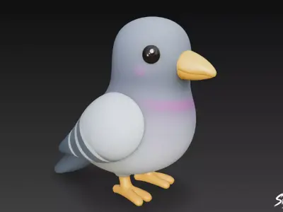 Cartoon Plush Pigeon Low-poly 3D model