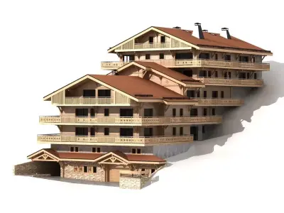 Classic wooden mountain house chalet 3D model