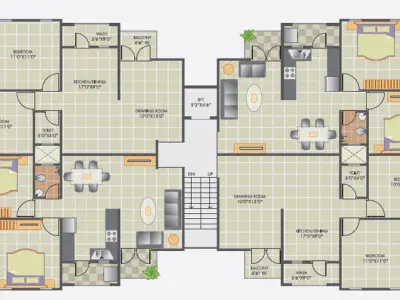 Apartment 3D building with birds 3D model