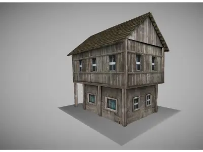 low poly medieval house model Low-poly 3D model