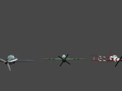 Airplane Collection - 3 Lowpoly Airplane fighter plane Low-poly 3D model