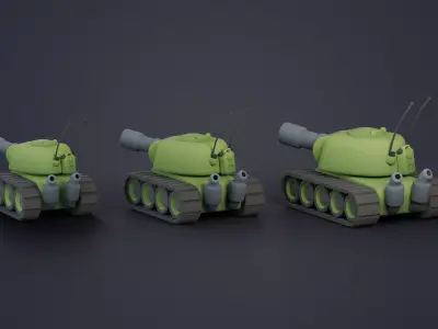 Modular Stylized Tank Low-poly 3D model