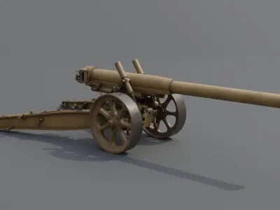 Type 89 15 cm cannon Low-poly 3D model