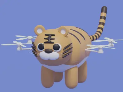 Cartoon Cute Tiger Animal Drone 3D model
