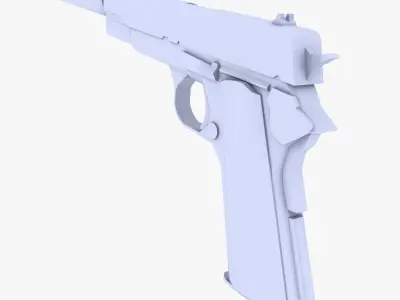 Colt 45 M1911 Pistol Supressed Low-poly 3D model
