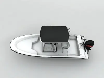 Fishing Motor Boat Boston Whaler 1 Low-poly 3D model