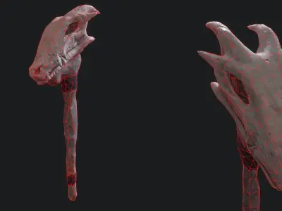 Fantasy Stylish- Wand of Skull Low-poly 3D model