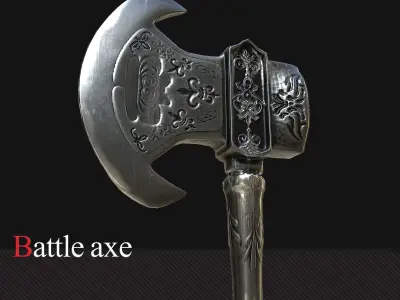 Battle axe Low-poly 3D model