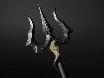 Game Ready Trident Weapon Low-poly 3D model