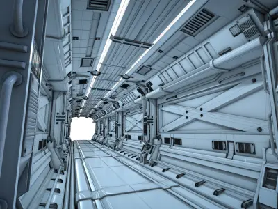 Sci Fi Corridor Interior Spaceship Part 3D Model 3D model