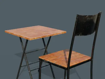 Table and Chair Free low-poly 3D model buy