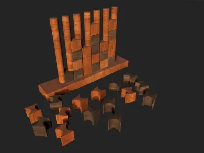 wooden toy Low-poly 3D model